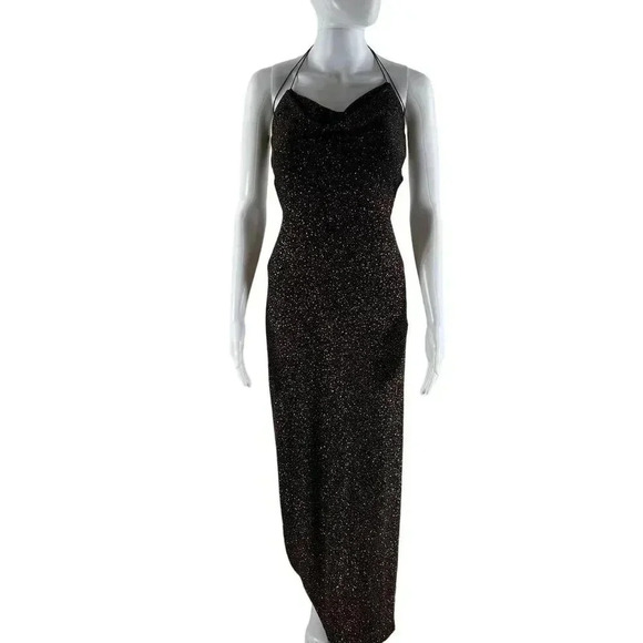 VTG B. Darlin Women 8 Cowlneck Slip Dress Stretch Allover Sparkel Copper 90s Y2K - Picture 1 of 14